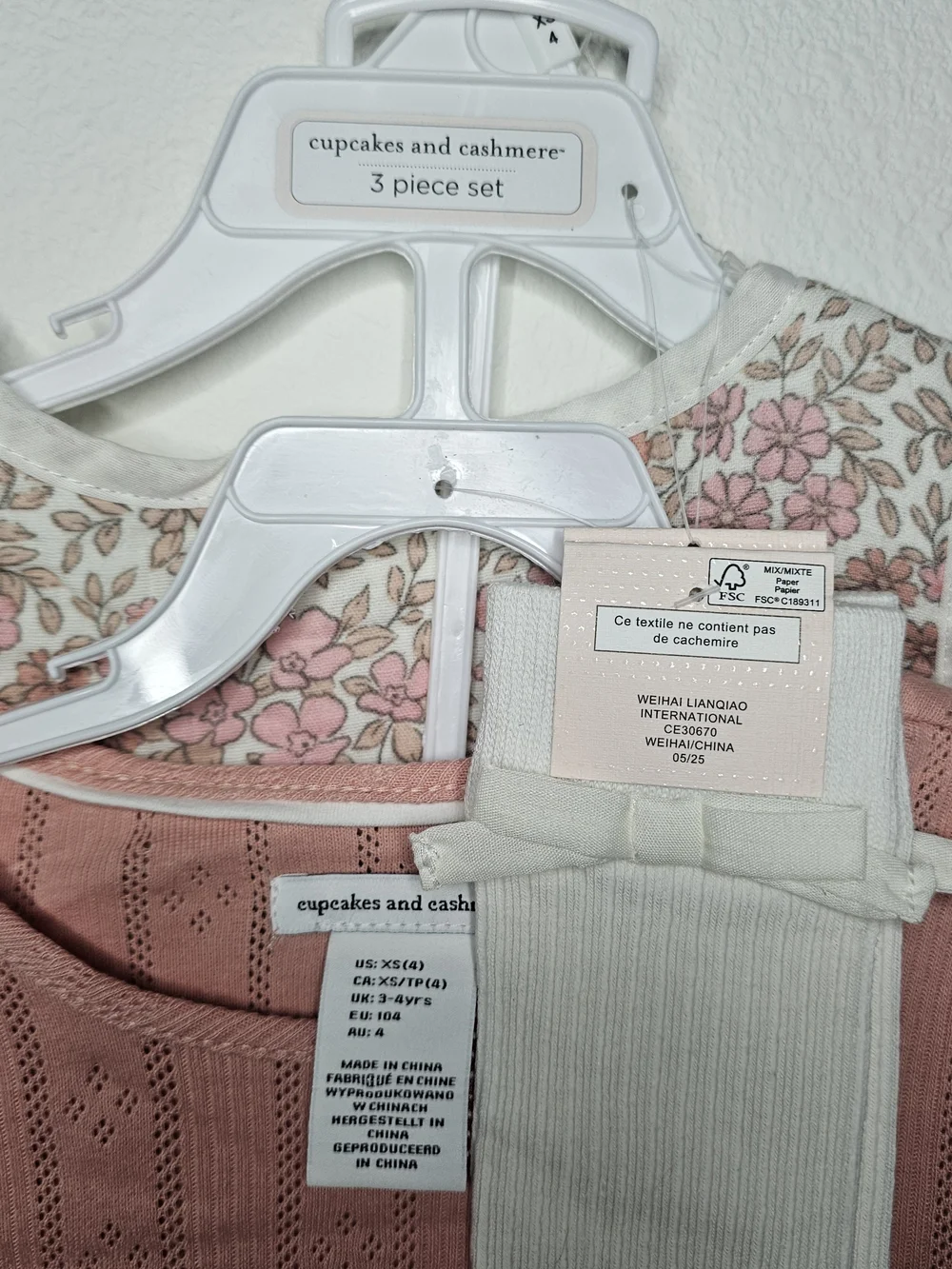 cupcakes & cashmere Pink and Cream Floral Tank Dress with Pink Cardigan